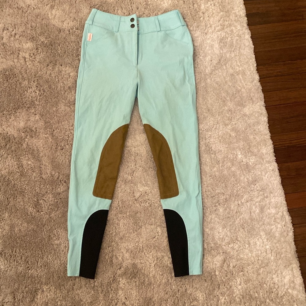 Tailored Sportsman front zip teal breeches